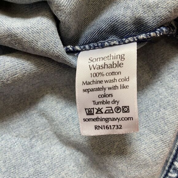 Something Navy Chambray Ruffle Shirt Blue Size XXL - Picture 9 of 12